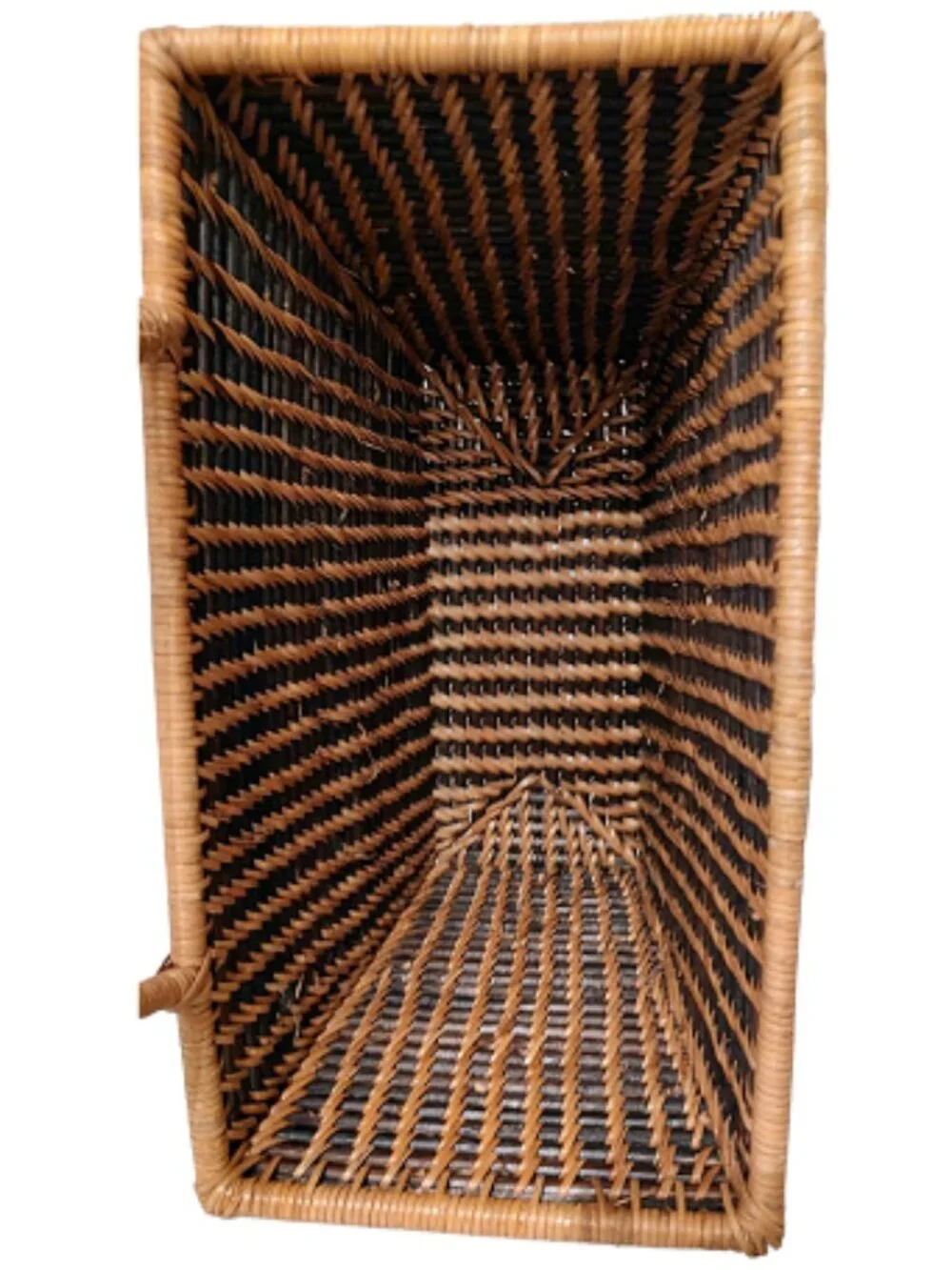 OOAK Wicker Rattan Willow Wood Hanging Basket Single Handle, Repaired
